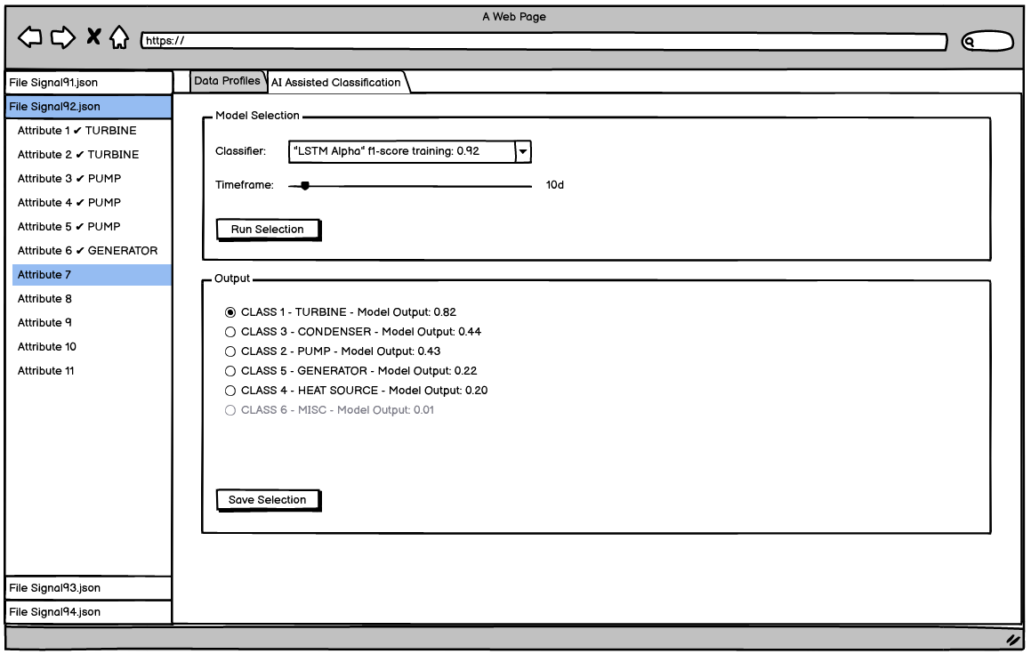 UI of the time-series analysis web app